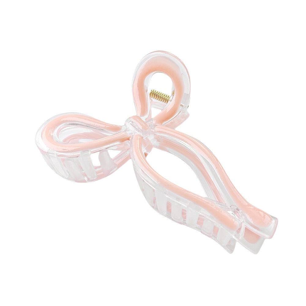 Open Loop Bow Hair Claw Clip - PWPink