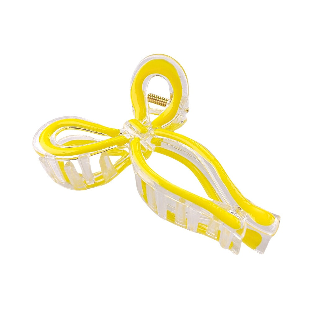 Open Loop Bow Hair Claw Clip - PWYellow