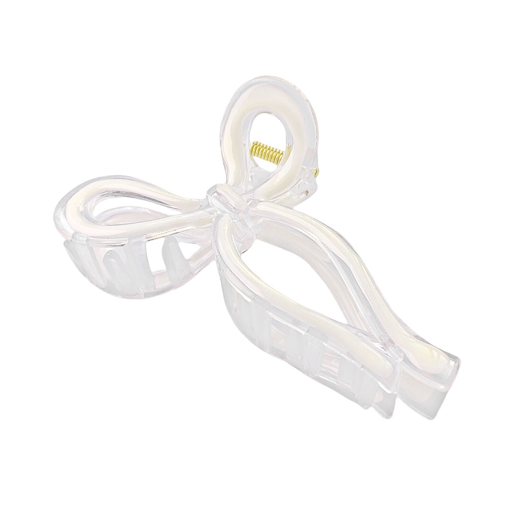 Open Loop Bow Hair Claw Clip - PWwhite