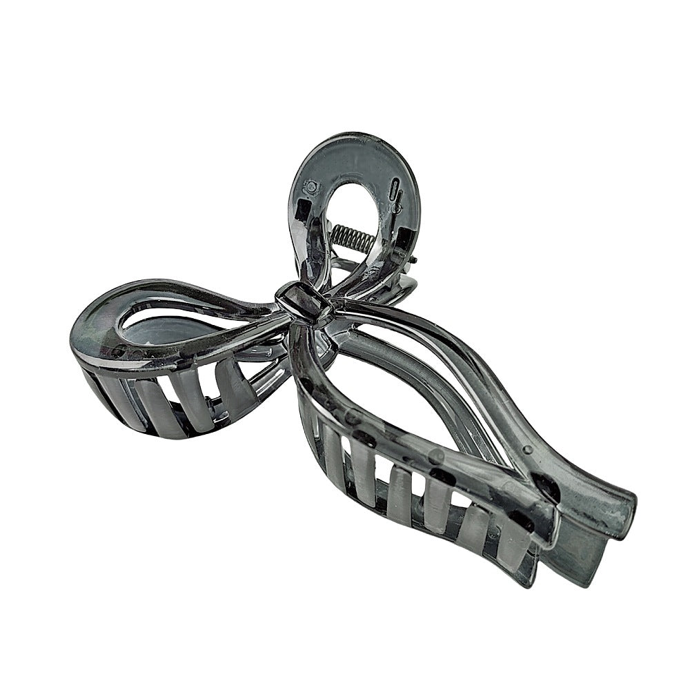 Open Loop Bow Hair Claw Clip - charcoal