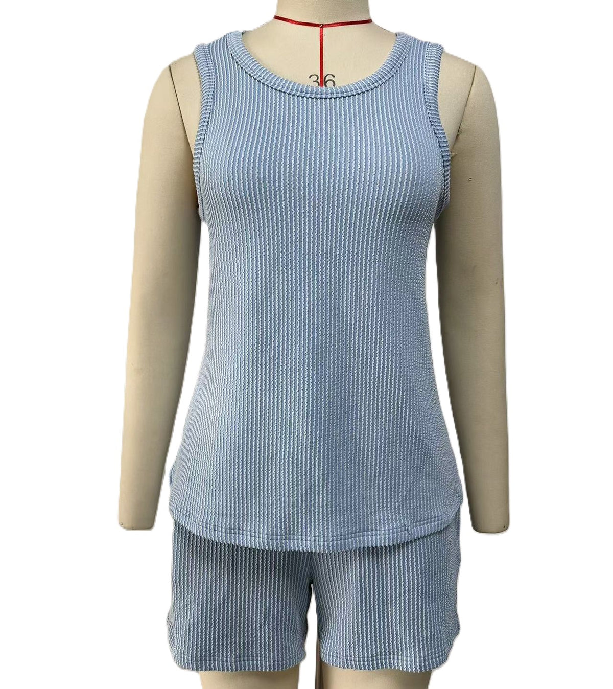 Sleeveless Tank And Pocket Shorts Set - Blue