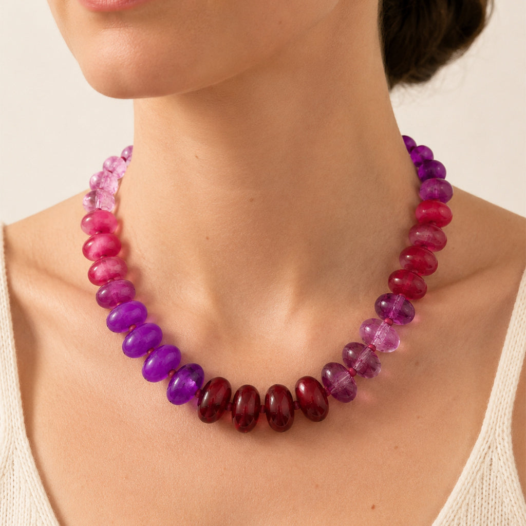 Patchwork Rondelle Bead Statement Necklace - Color_1