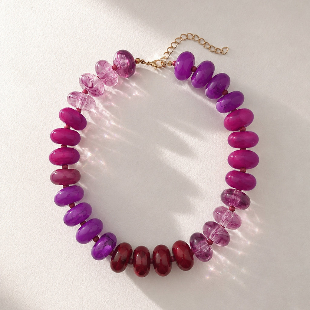 Patchwork Rondelle Bead Statement Necklace - Color_1 - 1