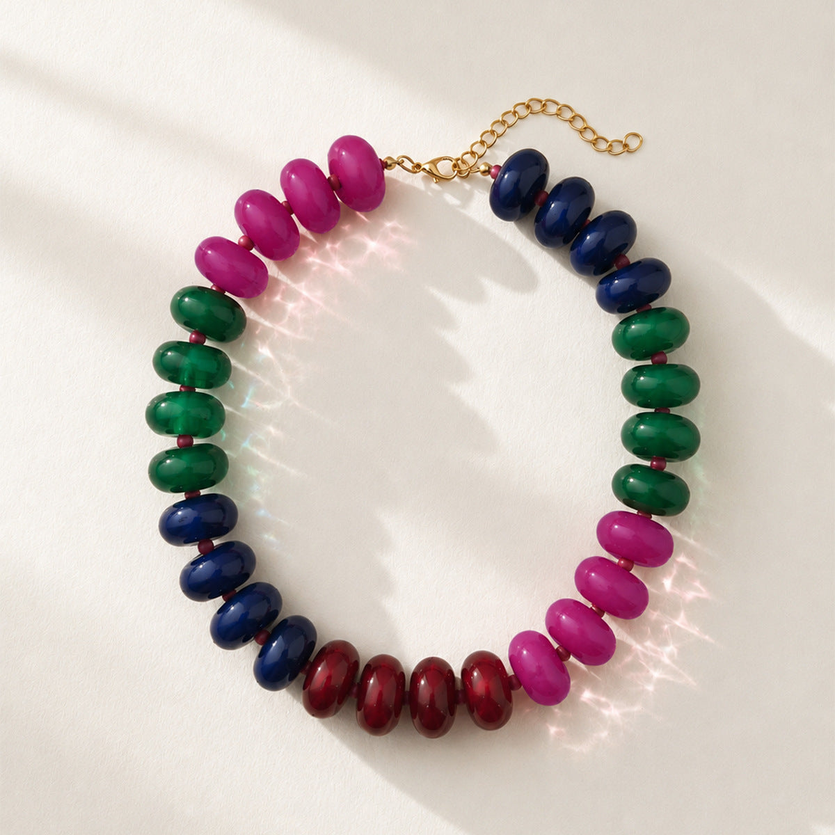 Patchwork Rondelle Bead Statement Necklace - Color_2