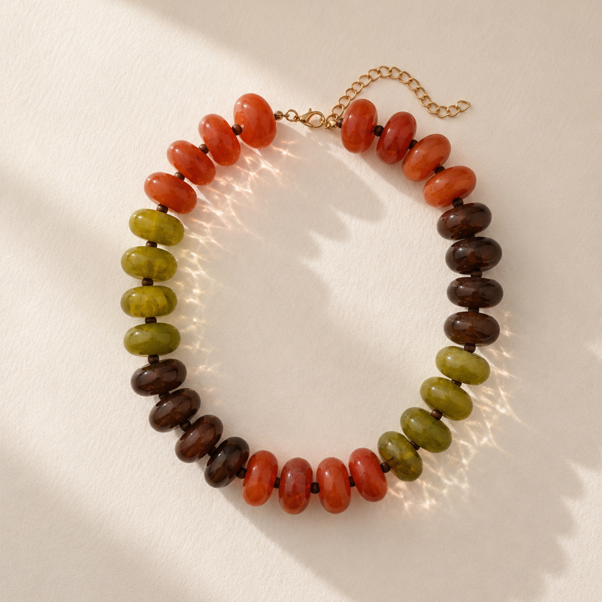 Patchwork Rondelle Bead Statement Necklace - Color_3