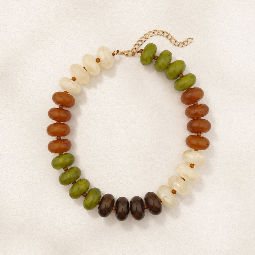 Patchwork Rondelle Bead Statement Necklace - Color_4