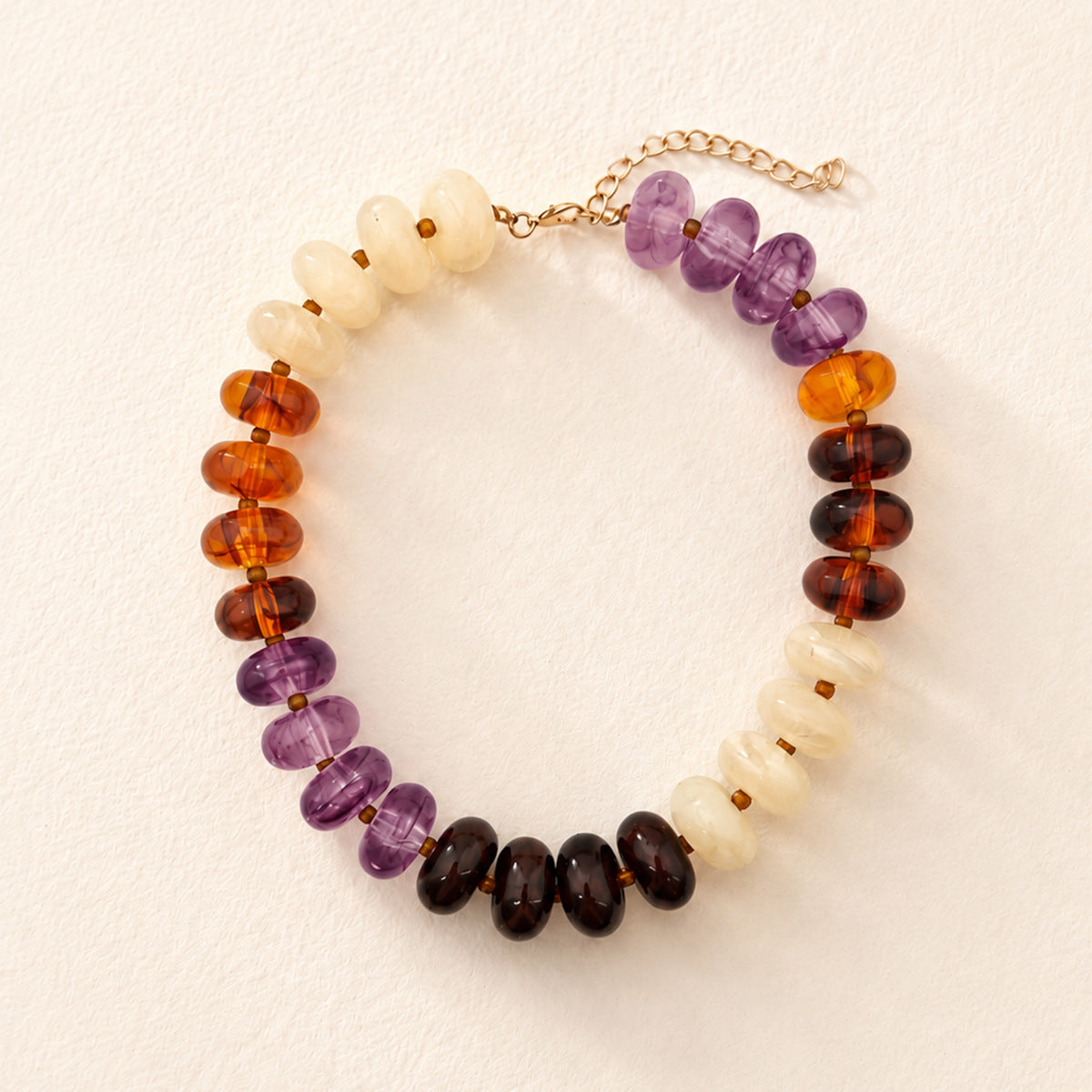 Patchwork Rondelle Bead Statement Necklace - Color_5