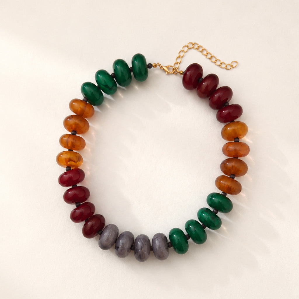Patchwork Rondelle Bead Statement Necklace - Color_6