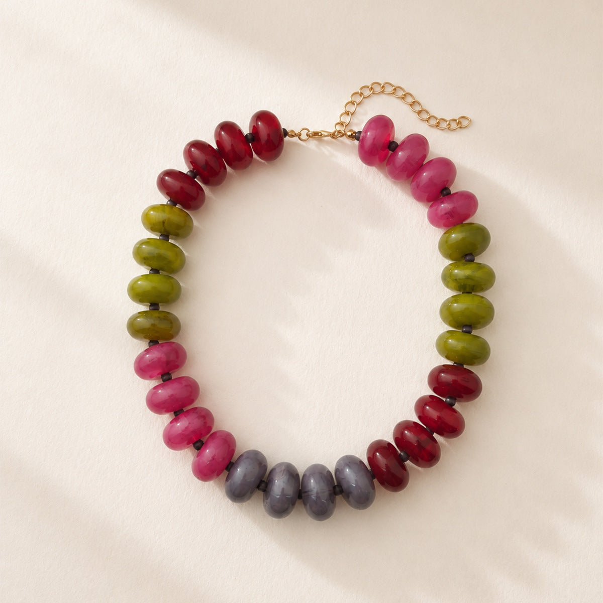 Patchwork Rondelle Bead Statement Necklace - Color_7