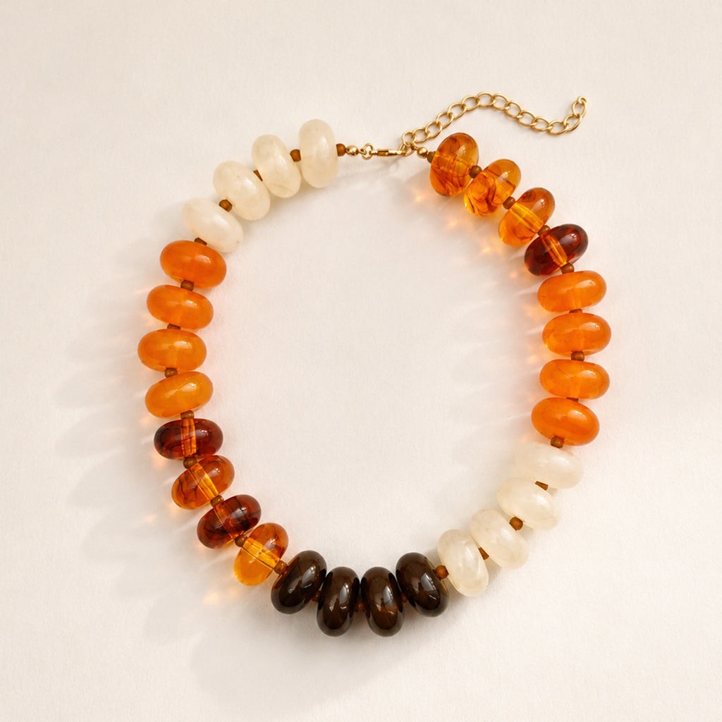 Patchwork Rondelle Bead Statement Necklace - Color_8