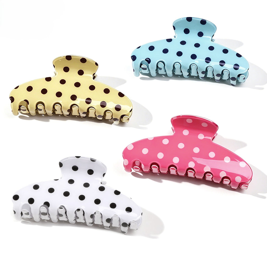 Retro Polka Dot Half-Moon Hair Claw Clip