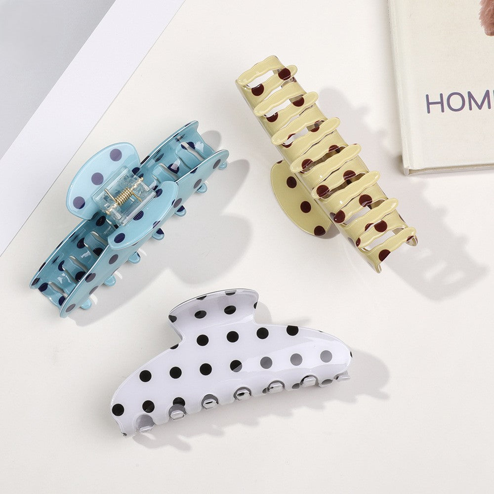 Retro Polka Dot Half-Moon Hair Claw Clip - view 1