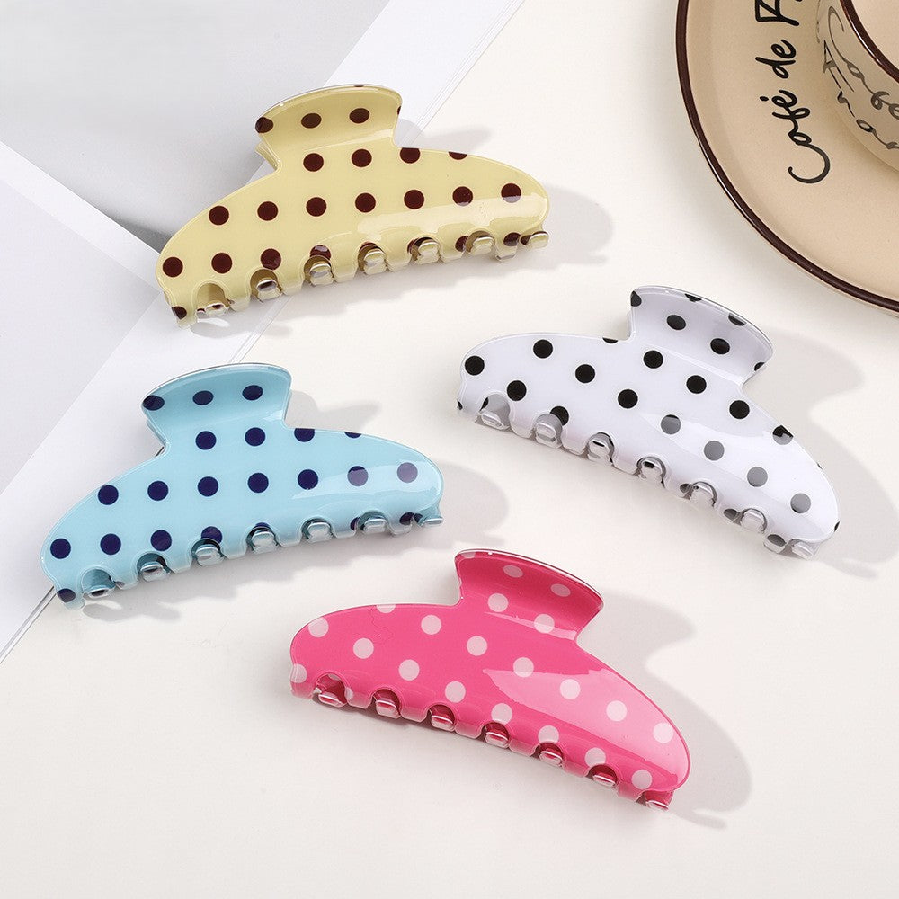 Retro Polka Dot Half-Moon Hair Claw Clip - view 2