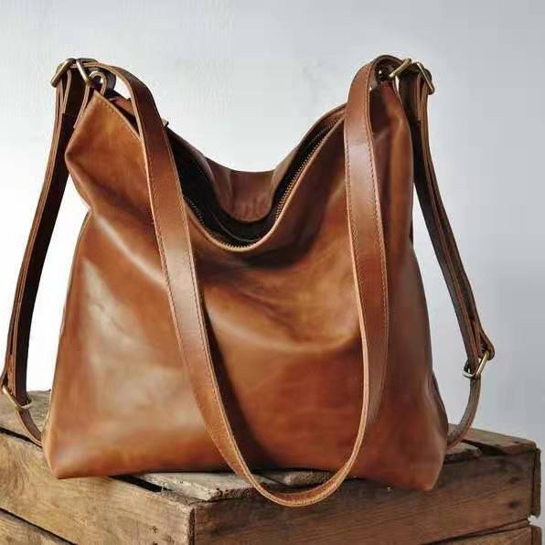 Convertible Hobo Shoulder Bag Backpack - brown