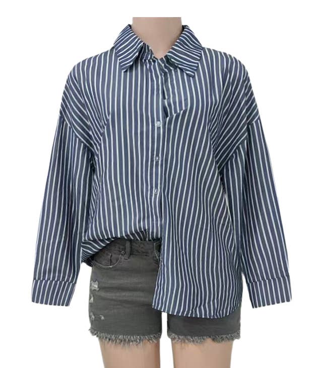 Oversized Striped Long Sleeve Shirt
