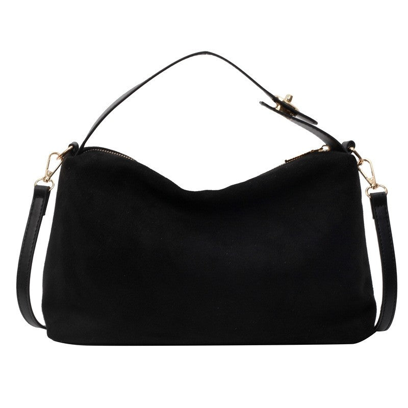 Slouchy Faux Suede Shoulder Bag with Crossbody Strap