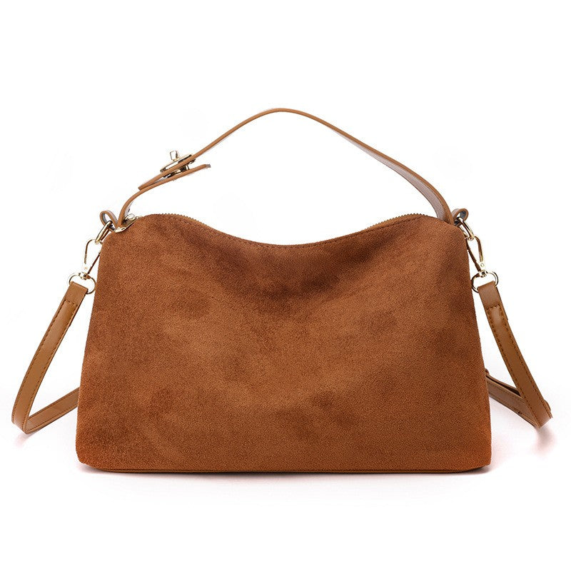 Slouchy Faux Suede Shoulder Bag with Crossbody Strap