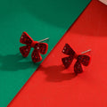 Christmas Charm Rhinestone Earrings - Bow