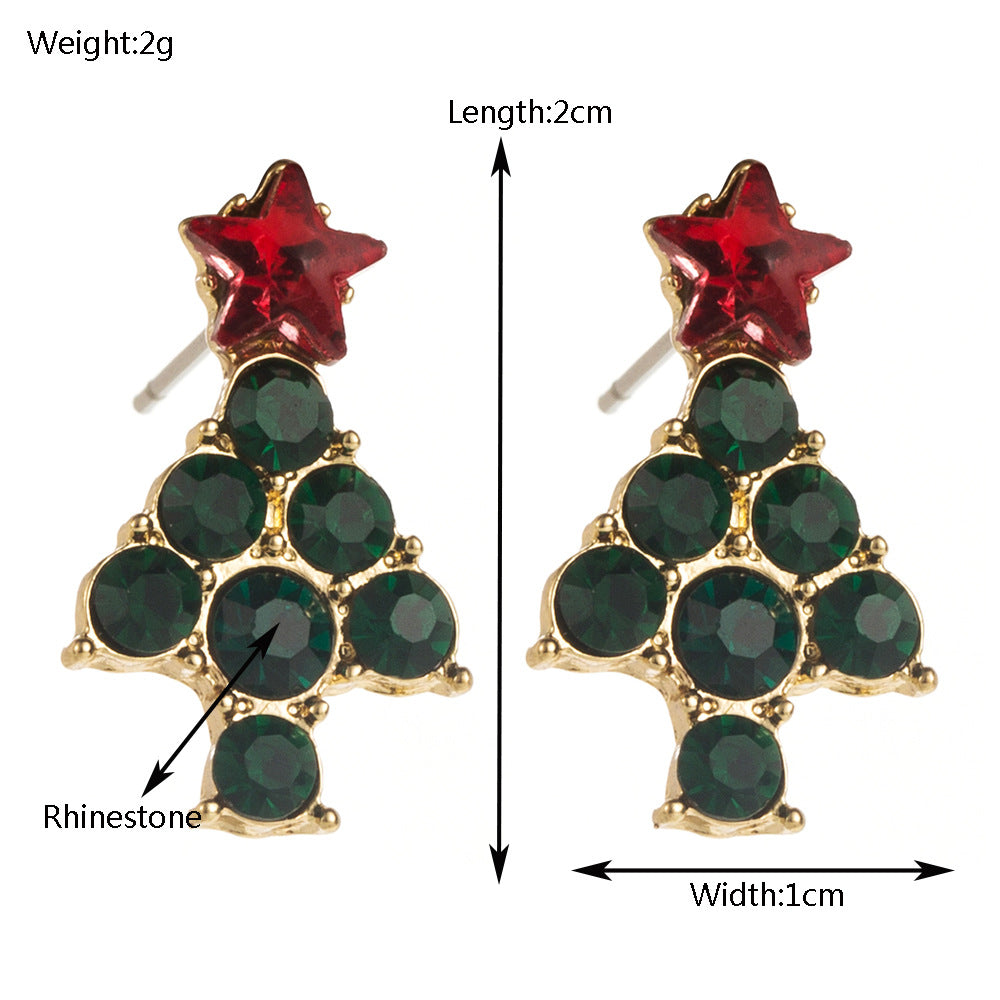 Christmas Charm Rhinestone Earrings - Tree - 1