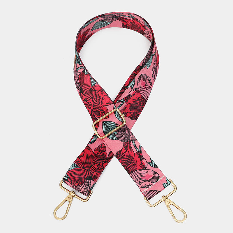 Woven Print Adjustable Crossbody Bag Strap - Floral_R