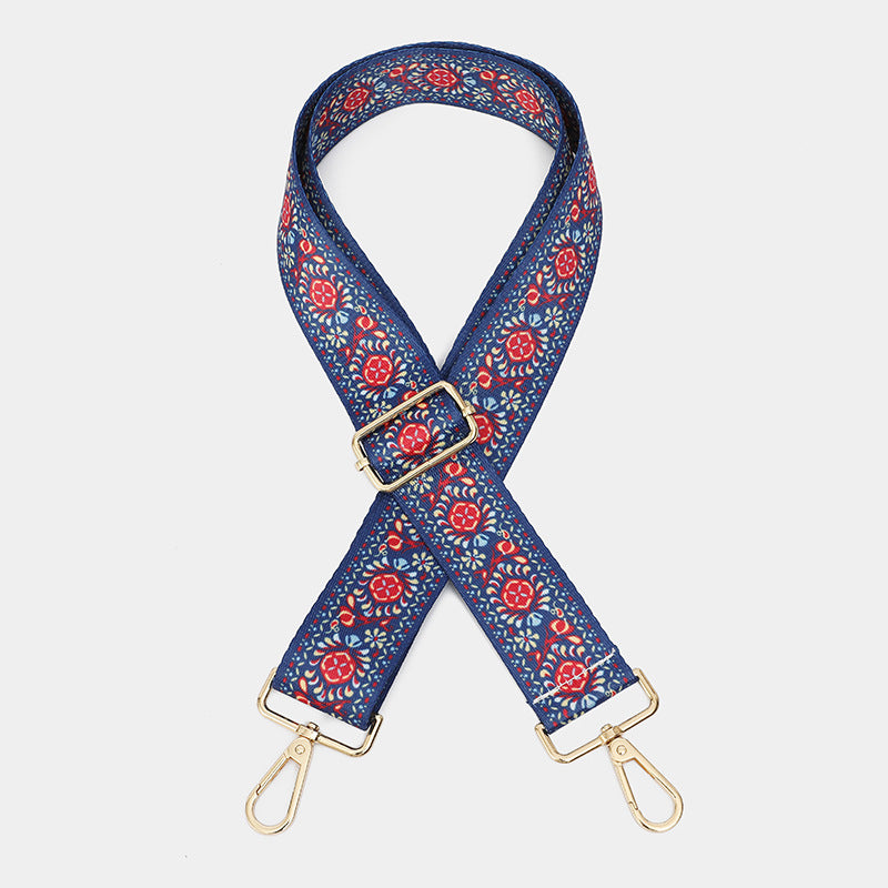 Woven Print Adjustable Crossbody Bag Strap - Flower