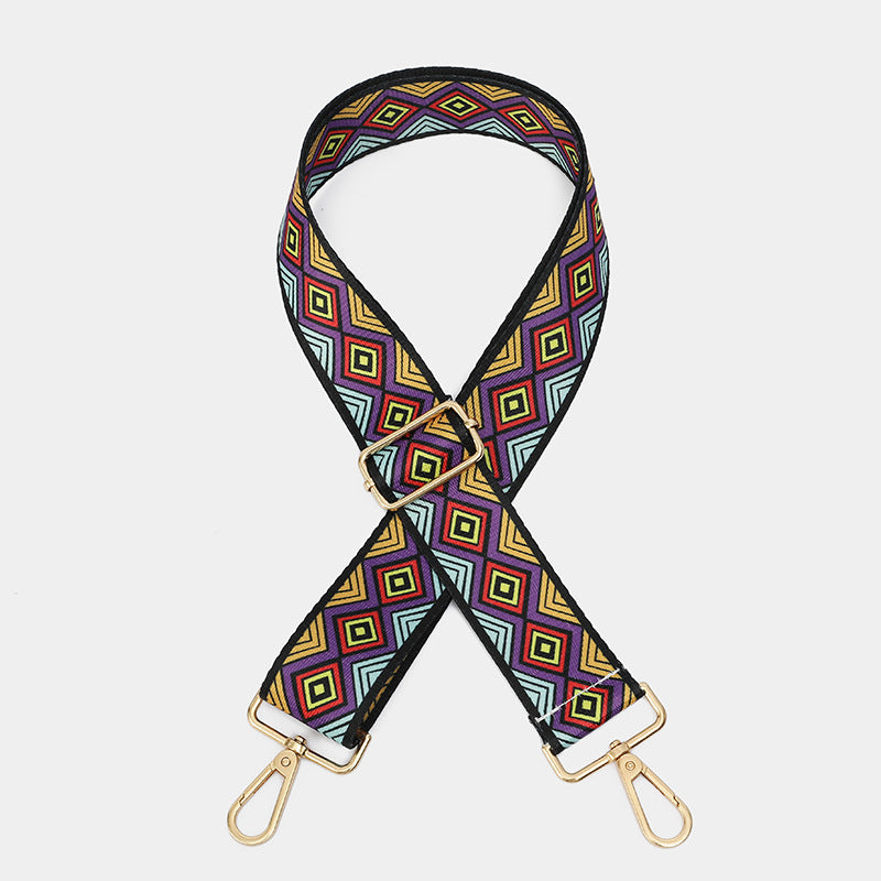 Woven Print Adjustable Crossbody Bag Strap - Geo_P