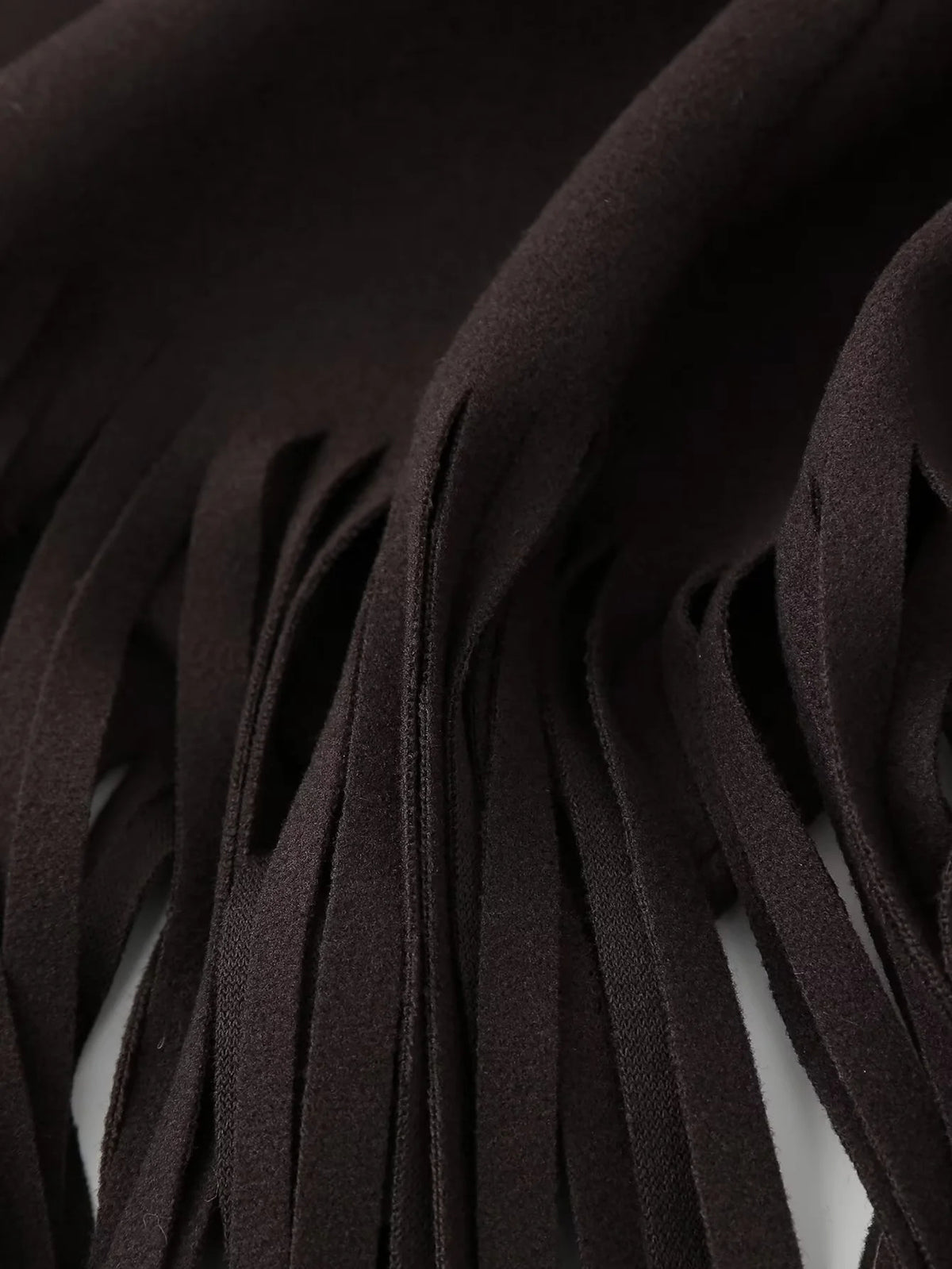 Fringe Hem Longline Lapel Coat - Coffee - 2