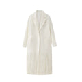 Fringe Hem Longline Lapel Coat - White
