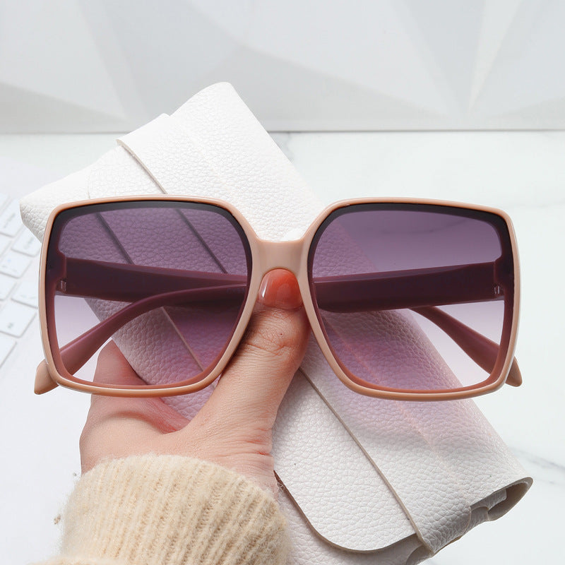 Oversized Square Gradient Lens Sunglasses - Khaki - 1