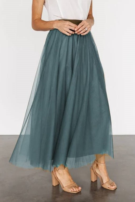 Airy Pleated Tulle Skirt In Twenty Colorways - LTteal - 1