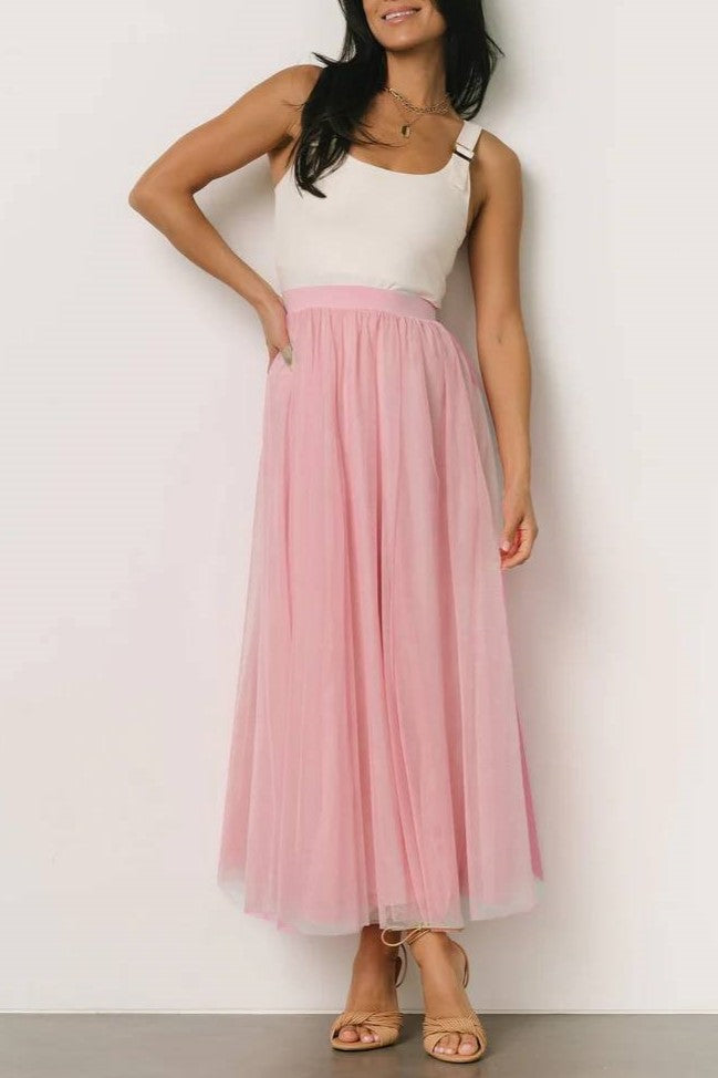 Airy Pleated Tulle Skirt In Twenty Colorways - Pink - 3