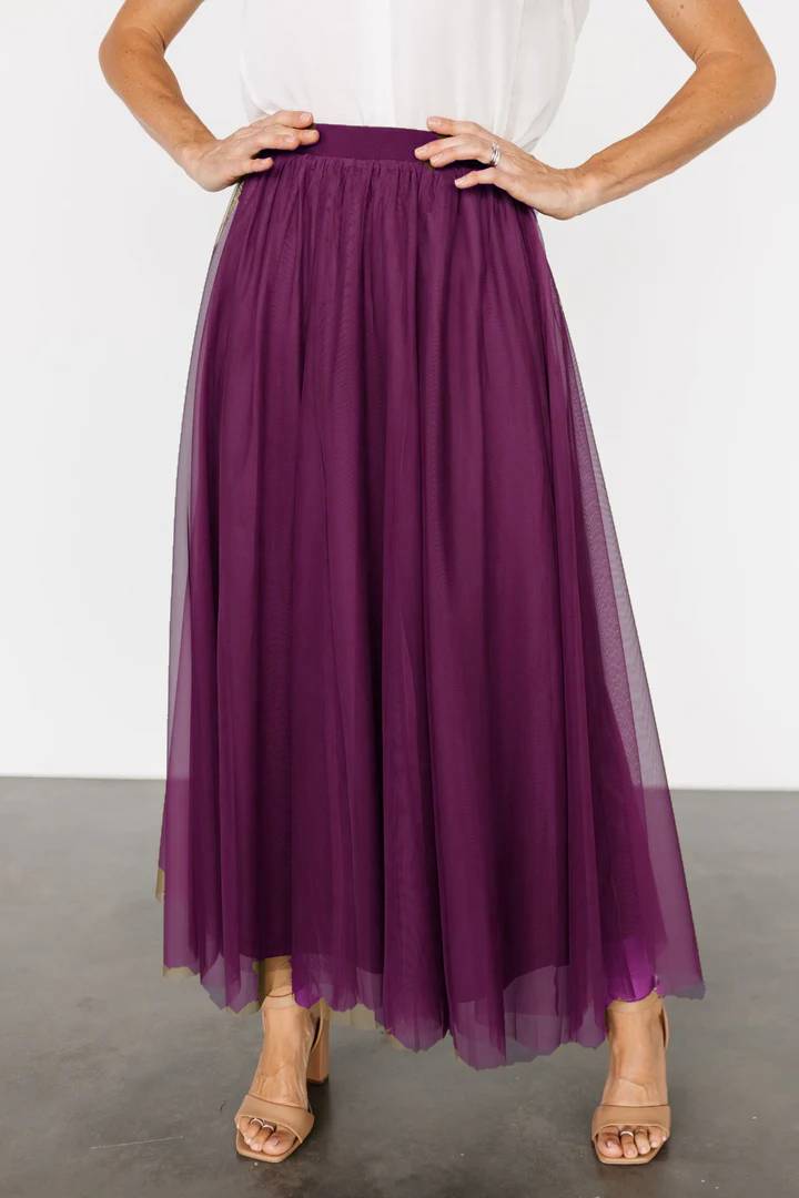 Airy Pleated Tulle Skirt In Twenty Colorways - Plum - 1