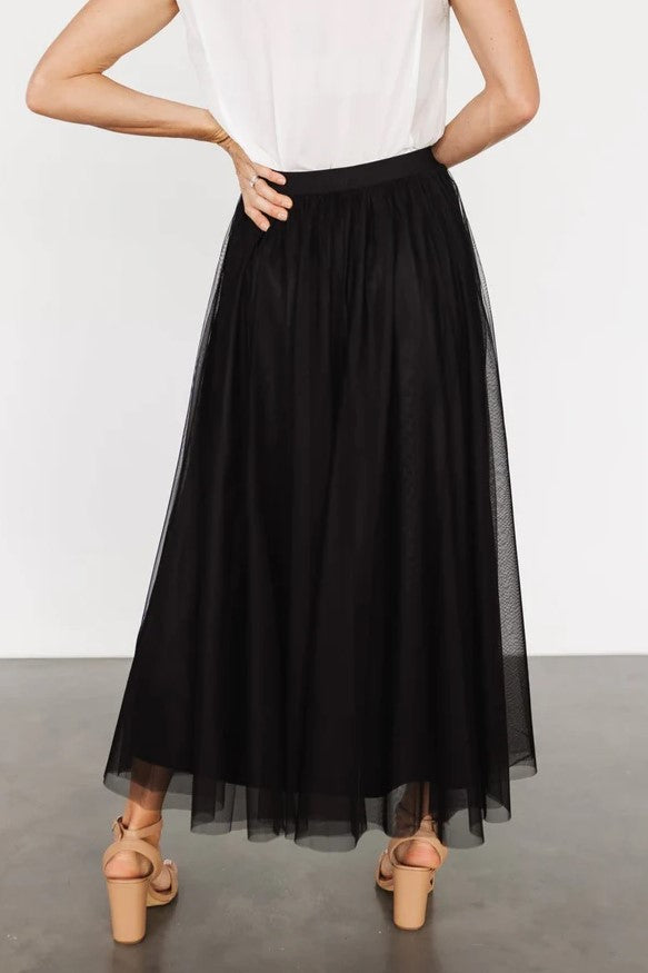 Airy Pleated Tulle Skirt In Twenty Colorways - black - 1