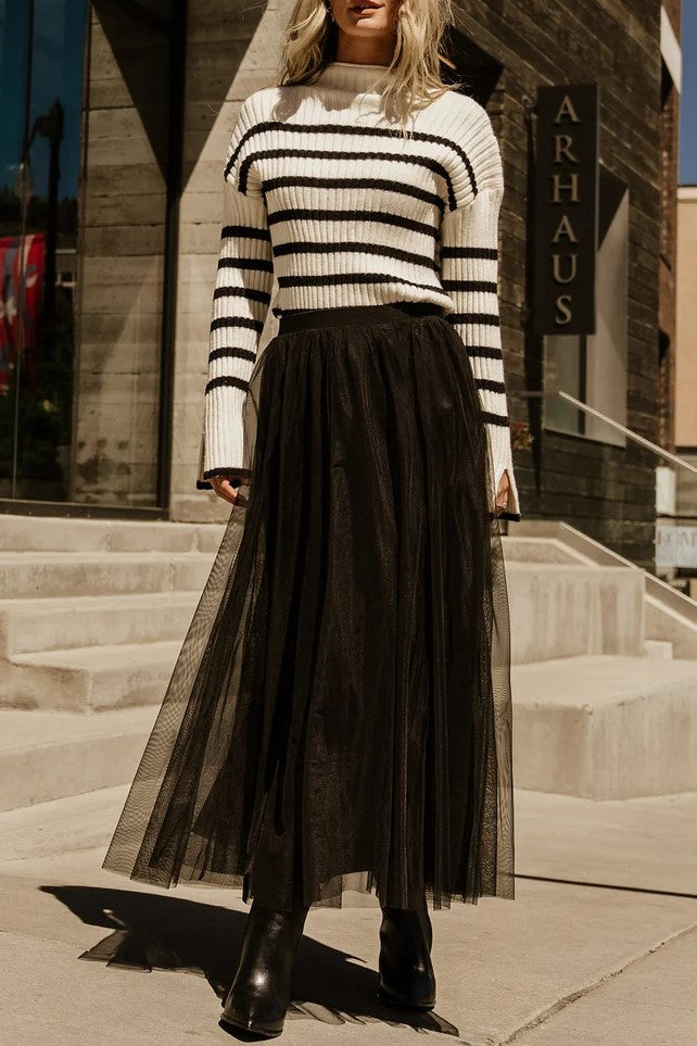 Airy Pleated Tulle Skirt In Twenty Colorways - black - 2