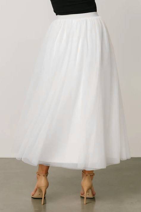 Airy Pleated Tulle Skirt In Twenty Colorways - white - 1