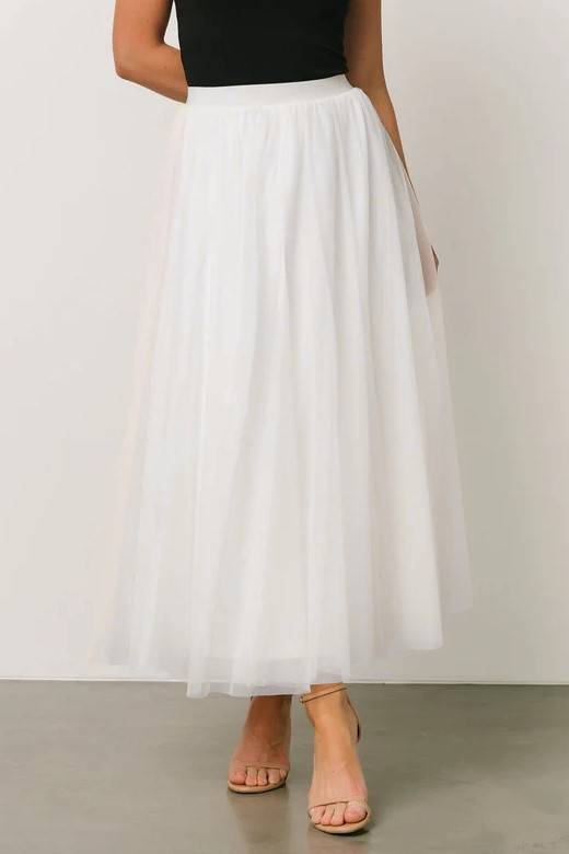 Airy Pleated Tulle Skirt In Twenty Colorways - white - 2