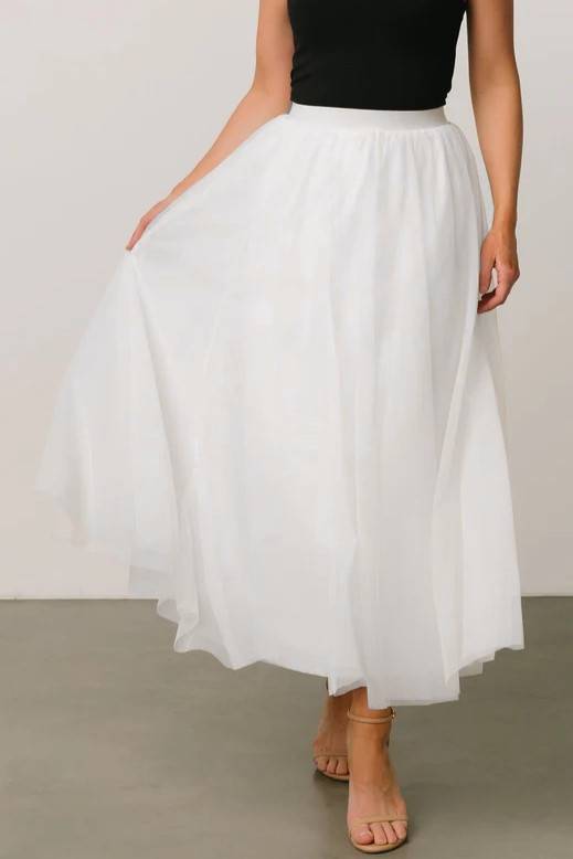 Airy Pleated Tulle Skirt In Twenty Colorways - white - 3