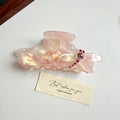 Butterfly Accent Marbled Hair Claw Clip - Pink