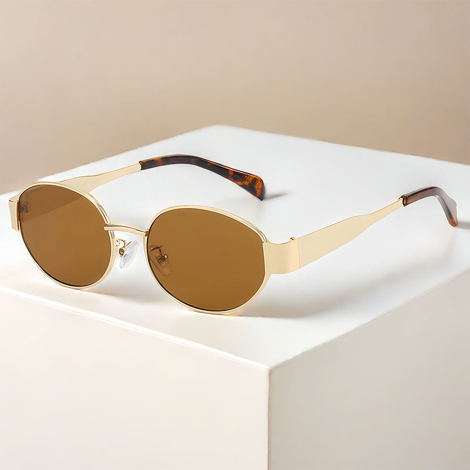 Slim Oval Metal Frame Sunglasses - Color_02