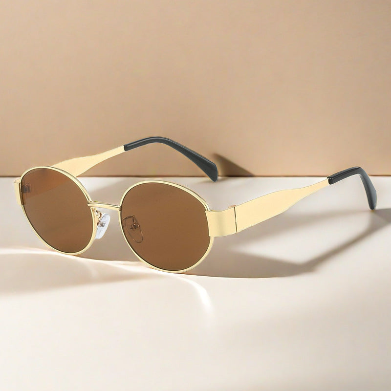 Slim Oval Metal Frame Sunglasses - Color_06