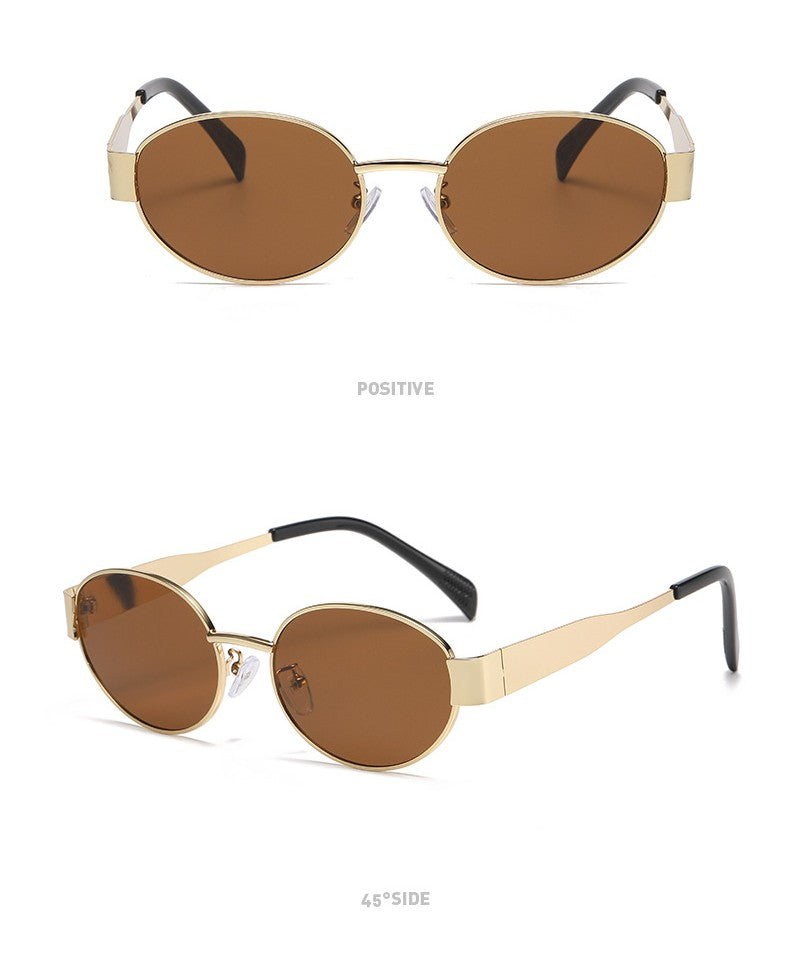 Slim Oval Metal Frame Sunglasses