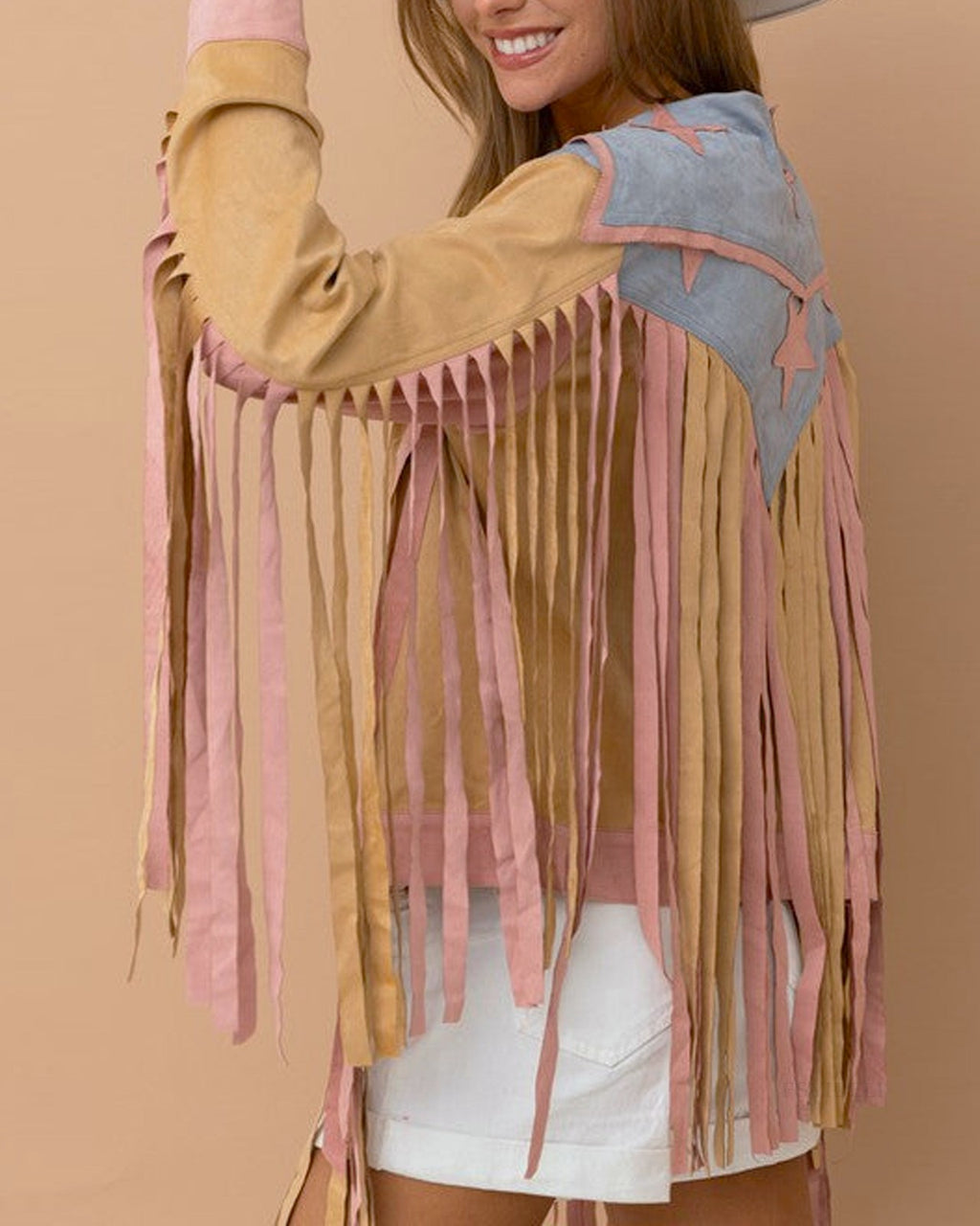 Fringed Star Yoke Western Jacket - Pink