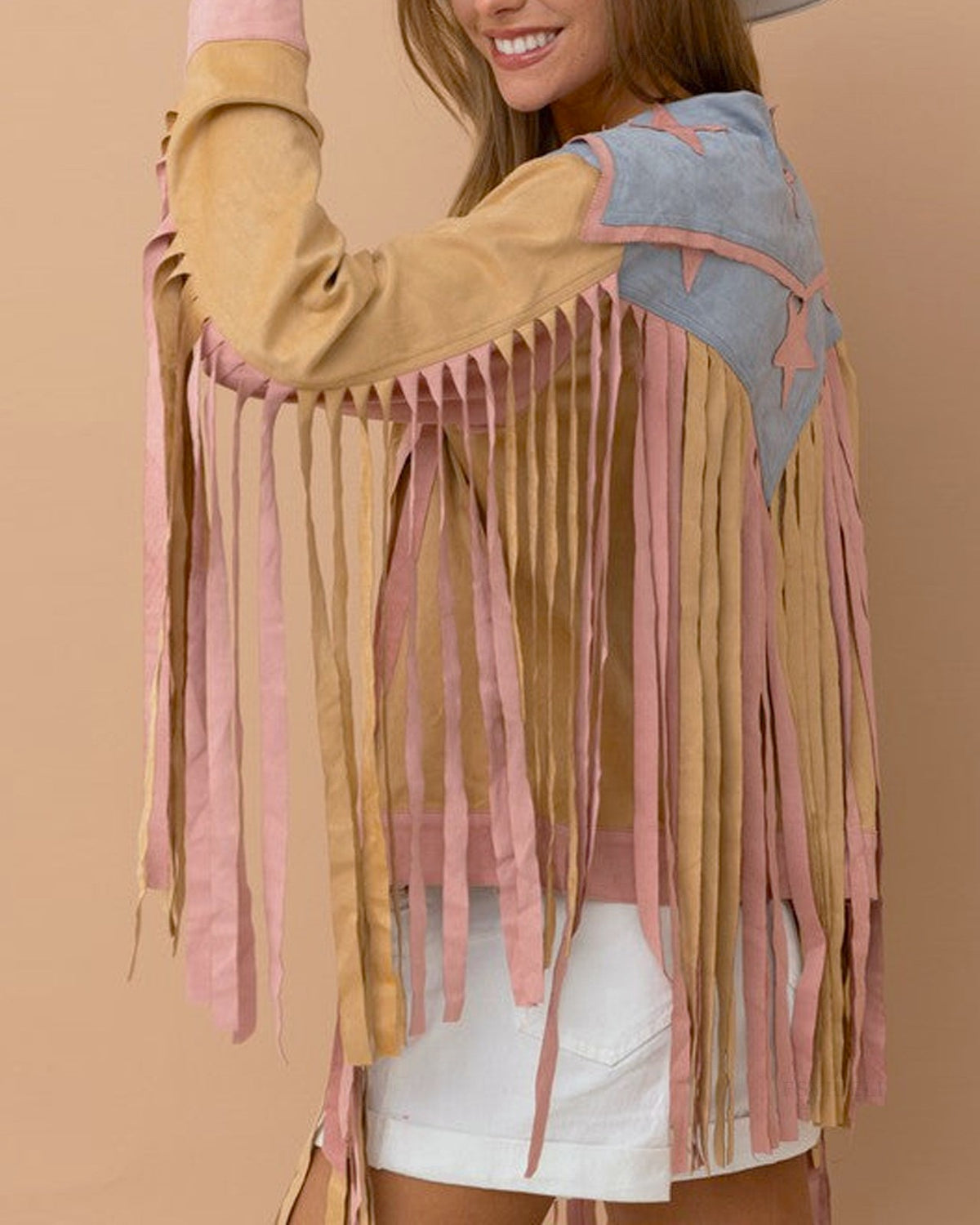 Fringed Star Yoke Western Jacket - Pink