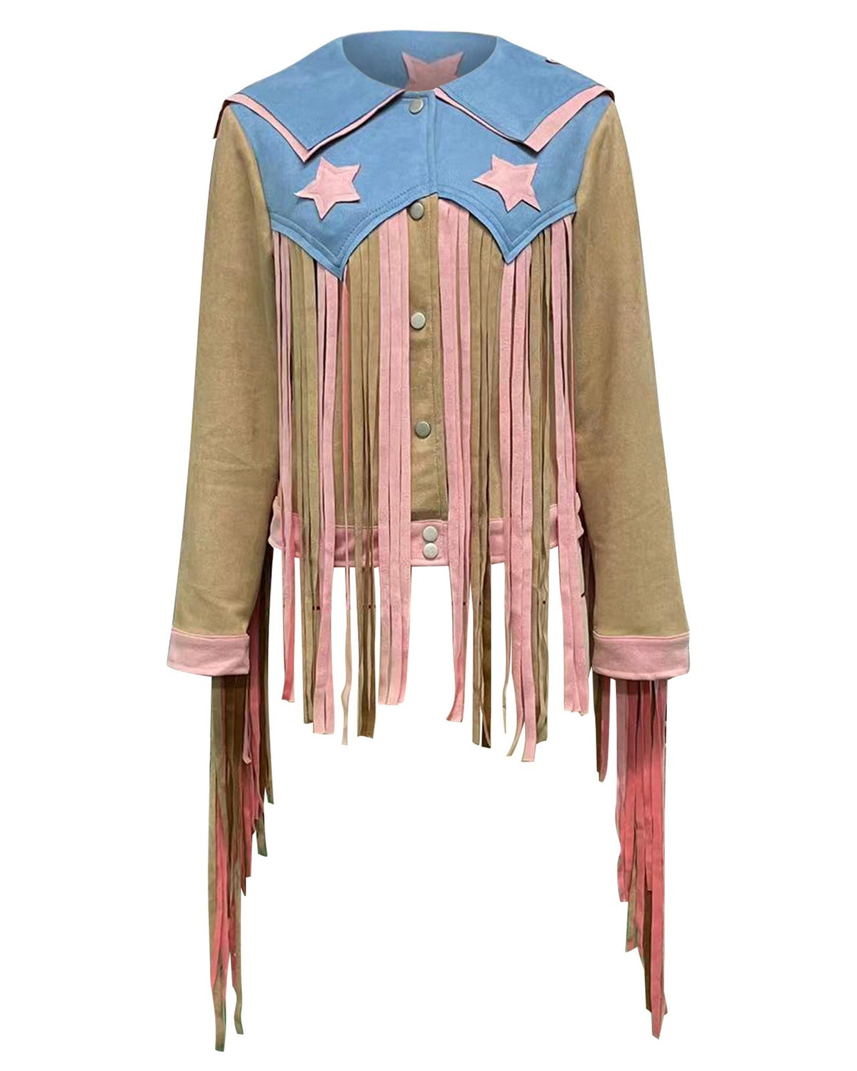 Fringed Star Yoke Western Jacket - Pink - 1
