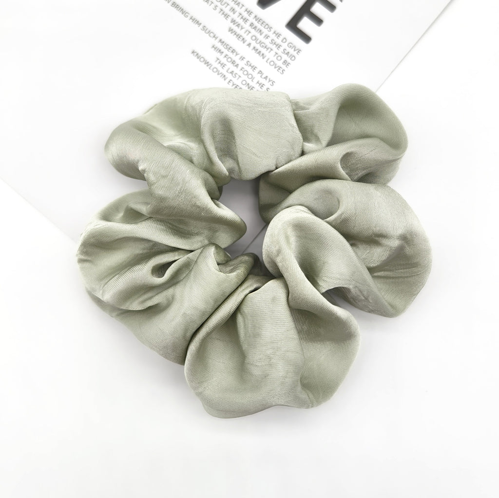 Embossed Satin Puff Hair Scrunchie - Green