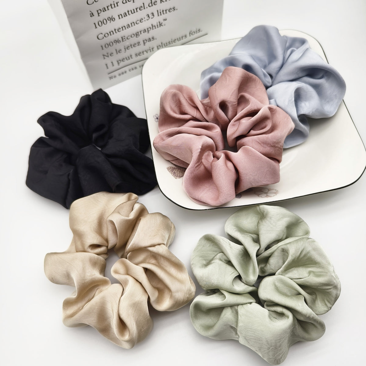 Embossed Satin Puff Hair Scrunchie - view 1