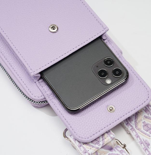 Pebbled Phone Crossbody Bag Coin Purse Set - Purple - 3