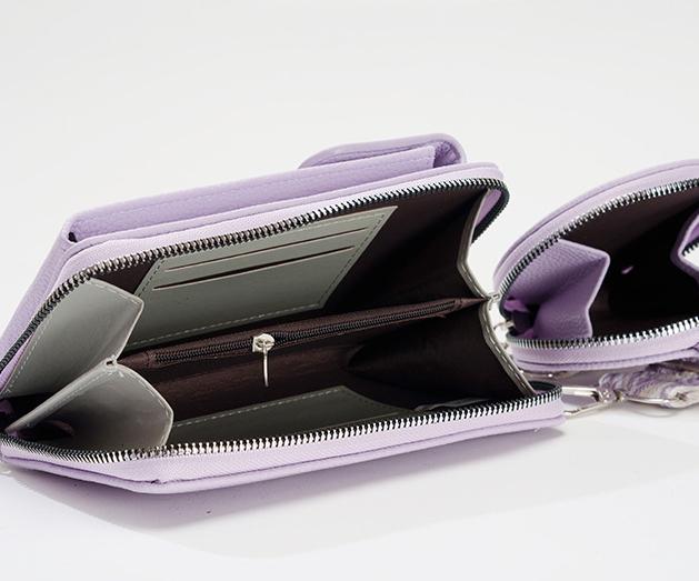 Pebbled Phone Crossbody Bag Coin Purse Set - Purple - 4