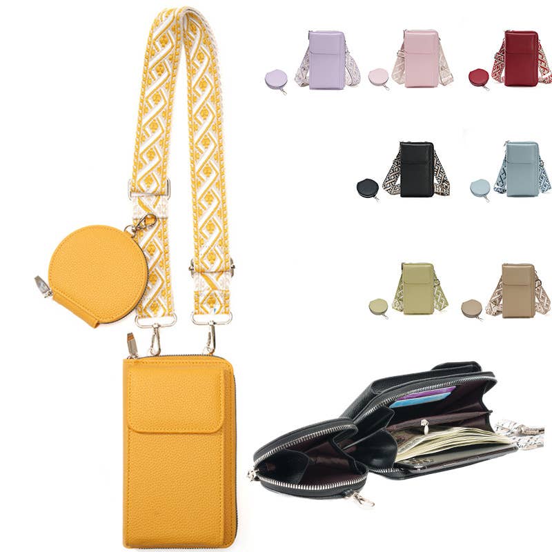 Pebbled Phone Crossbody Bag Coin Purse Set