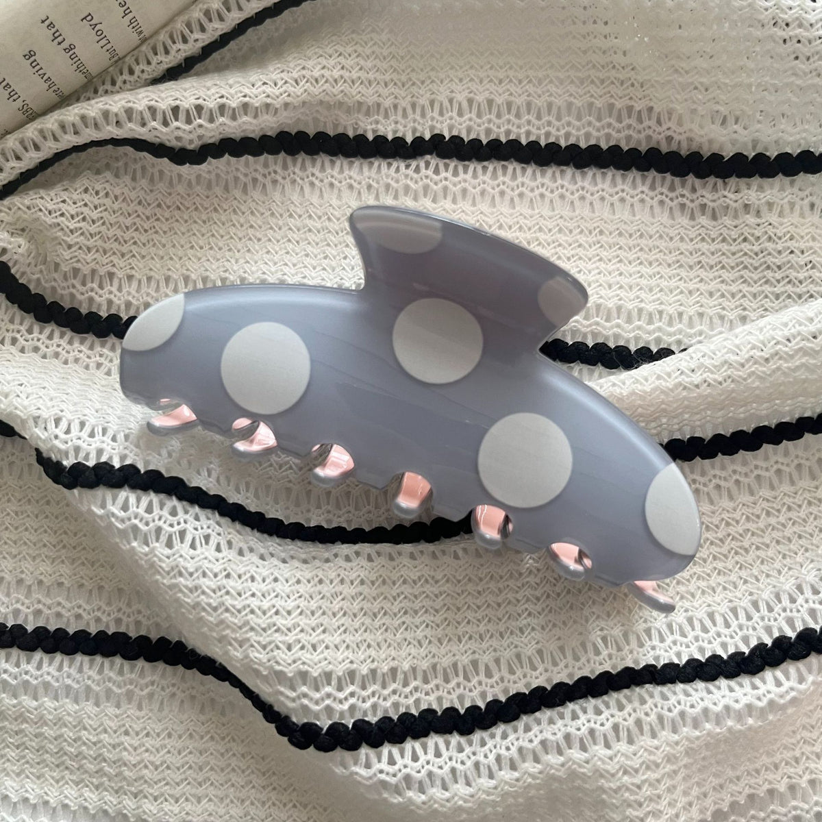 Large Matte Polka Dot Hair Claw Clip - Blue